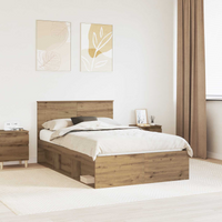vidaXL Bed Frame Artisian Oak 135 x 190 cm Engineered wood