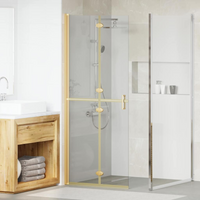 vidaXL Walk-In Shower Wall Folding Gold 80 x 6.5 x 190 cm