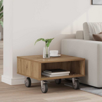 vidaXL Side Table with Wheels Artisan Oak 50.5 x 50 x 30 cm