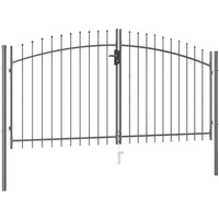 vidaXL Fence Gate Double Door with Spike Top Steel 299.5x199.5 cm Black