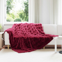 vidaXL Faux Rabbit Fur Blanket Olite Bordeaux Red 240 x 270 cm