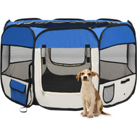 vidaXL Foldable Dog Playpen with Carrying Bag Blue 110x110x58 cm