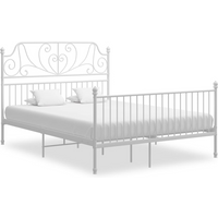 vidaXL Bed Frame with Headboard without Mattress White 140x200 cm Metal