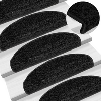 vidaXL Stair Mats 15 pcs 65x21x4 cm Black Half Round Large