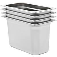 vidaXL Gastronorm Containers 4 pcs GN 1/3 200 mm Stainless Steel