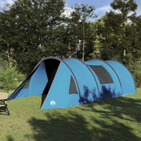 vidaXL Tunnel Tent 4-Person with Roof Blue and Grey 778 x 356 x 210 cm