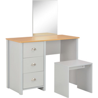 vidaXL Dressing Table with Mirror and Stool Grey 104x45x131 cm