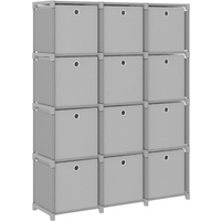 vidaXL 12-Cube Display Shelf with Boxes Grey 103x30x141 cm Fabric