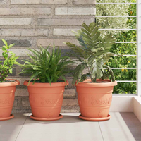vidaXL Round Flower Pot 24 pcs Brick Red Ø 26 x 21.5 cm Plastic