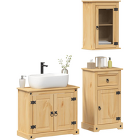 vidaXL 3 Piece Bathroom Furniture Set Corona Solid Wood Pine