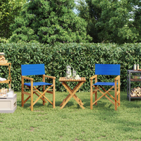 vidaXL Folding Director's Chairs 2 pcs Blue Solid Wood Teak