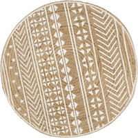 vidaXL Handmade Rug Jute with White Print 90 cm