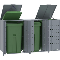 vidaXL Wheelie Bin Storage for 3 Bins Grey 207x79x117 cm Steel
