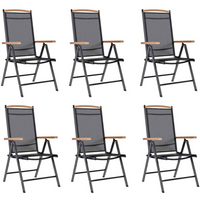 vidaXL Folding Garden Chairs 6 pcs Textilene Black