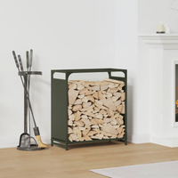 vidaXL Firewood Rack Olive Green 60x28x65 cm Cold-rolled steel