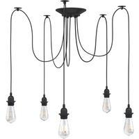 vidaXL Pendant Lamp with 5 Lamp Holders E27 Black Metal