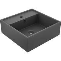 vidaXL Luxury Basin Overflow Square Matt Dark Grey 41x41 cm Ceramic