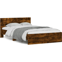 vidaXL Bed Frame with Headboard and LED Smoked Oak 120x190 cm Small Double