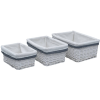 vidaXL 3 Piece Nesting Basket Set White Willow