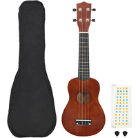 vidaXL Soprano Ukulele Set with Bag for Kids Dark Wood 23"