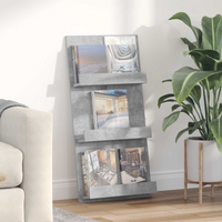 vidaXL Magazine Rack Concrete Grey 51 x 11 x 102 cm Engineered Wood