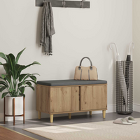 vidaXL Hall Bench with Cushion with Shelf Artisan Oak 80 x 38 x 46 cm