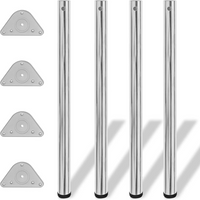 4 Height Adjustable Table Legs Chrome 870 mm