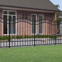 vidaXL Garden Fence with Spear Top Black 240x125 cm Powder-coated Steel
