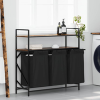 vidaXL Laundry Basket 3 Compartments with Shelves Smoked Oak