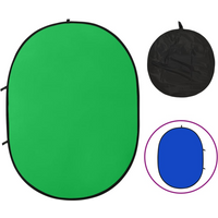 vidaXL 2 in 1 Oval Studio Background Screen Green and Blue 200x150 cm