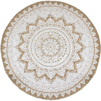 vidaXL Area Rug Braided Jute Printed 240 cm Round