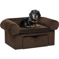 vidaXL Dog Sofa with Drawer Brown 75x50x38 cm Plush