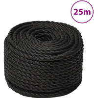 vidaXL Work Rope Black 14 mm 25 m Polypropylene