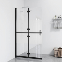 vidaXL Foldable Walk-in Shower Wall Half Frosted ESG Glass 100x190 cm