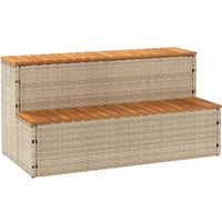 vidaXL Hot Tub Step Beige 100x50x50.5 cm Poly Rattan and Solid Acacia