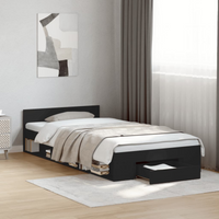 vidaXL Bed Frame with Drawer without Mattress Black 90x190 cm Single
