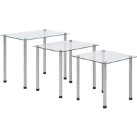 vidaXL Nesting Tables 3 pcs Transparent Tempered Glass
