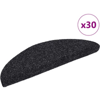vidaXL Stair Mats Self-adhesive 30 pcs 56x17x3 cm Black Half Round