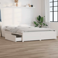 vidaXL Bed Frame without Mattress with Drawers White Double