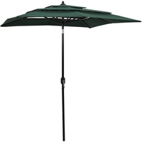 vidaXL 3-Tier Garden Parasol with Aluminium Pole Green 2x2 m