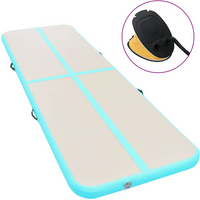 vidaXL Inflatable Gymnastics Mat with Pump 400x100x10 cm PVC Green