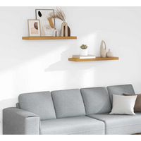 vidaXL Wall Shelf 2 pcs Beige 80 x 23.5 x 4 cm Engineered Wood