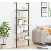 vidaXL 5-Tier Leaning Shelf Light Brown and Black 64x35x185 cm