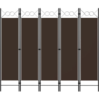vidaXL 5-Panel Room Divider Brown 200x180 cm