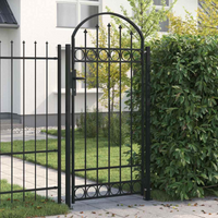 vidaXL Fence Gate with Arched Top Steel 89x200 cm Black