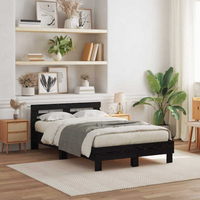 vidaXL Bed Frame with LED Black Oak 120 x 190 cm Engineered Wood