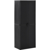 vidaXL Garden Storage Cabinet Black 65x45x172 cm PP Rattan