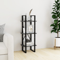 vidaXL 3-Tier Book Cabinet Grey 40x30x105 cm Solid Pinewood