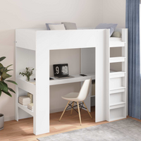 vidaXL Loft Bed Frame with Desk White 80 x 200 cm Engineered Wood