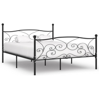 vidaXL Bed Frame without Mattress with Slatted Base Black Metal 180x200 cm Super King